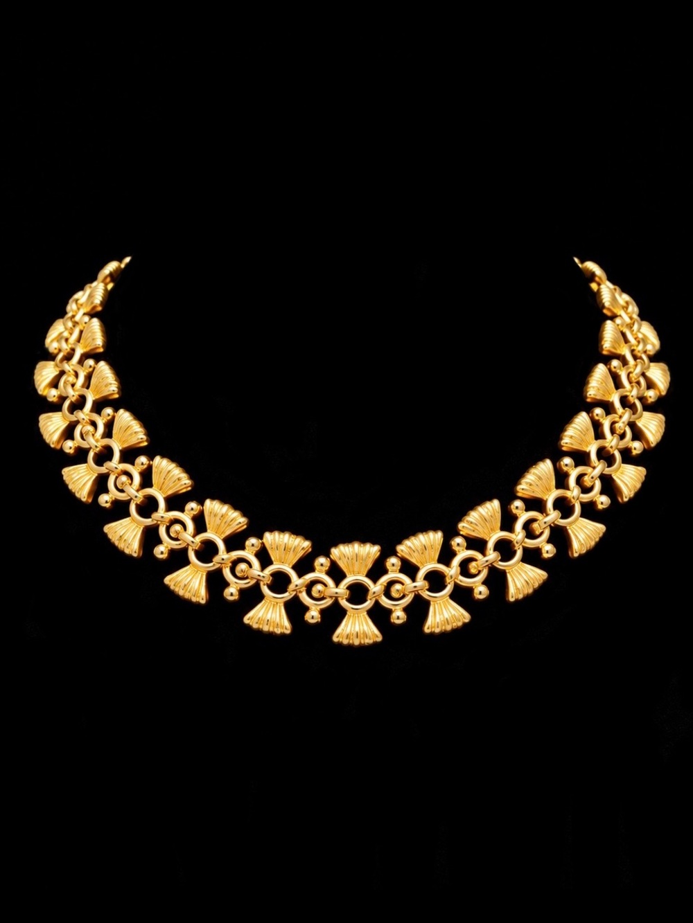 Radiant Gold Fan-Link Statement Necklace